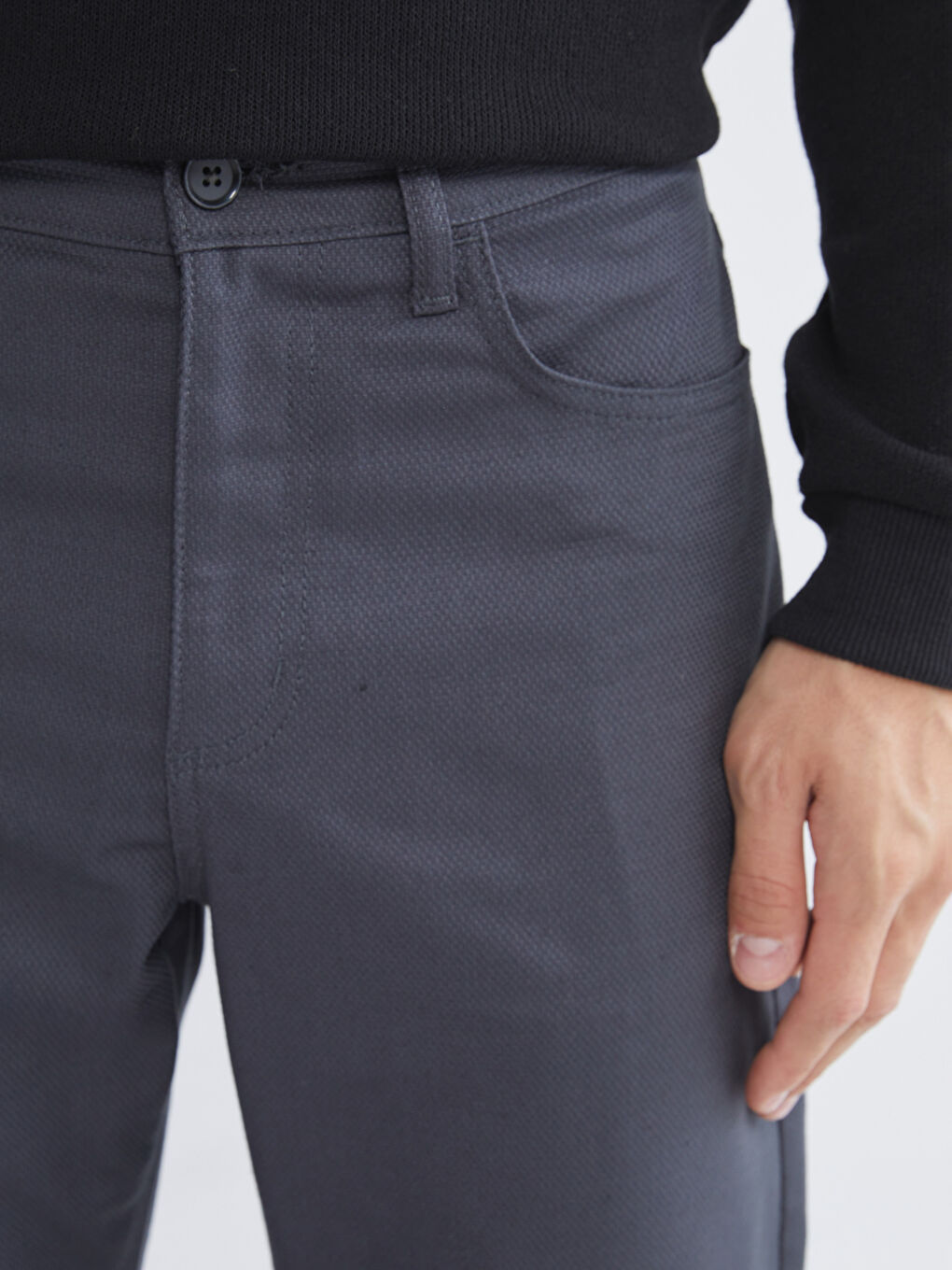 Gri Standart Kalıp Erkek Pantolon-2