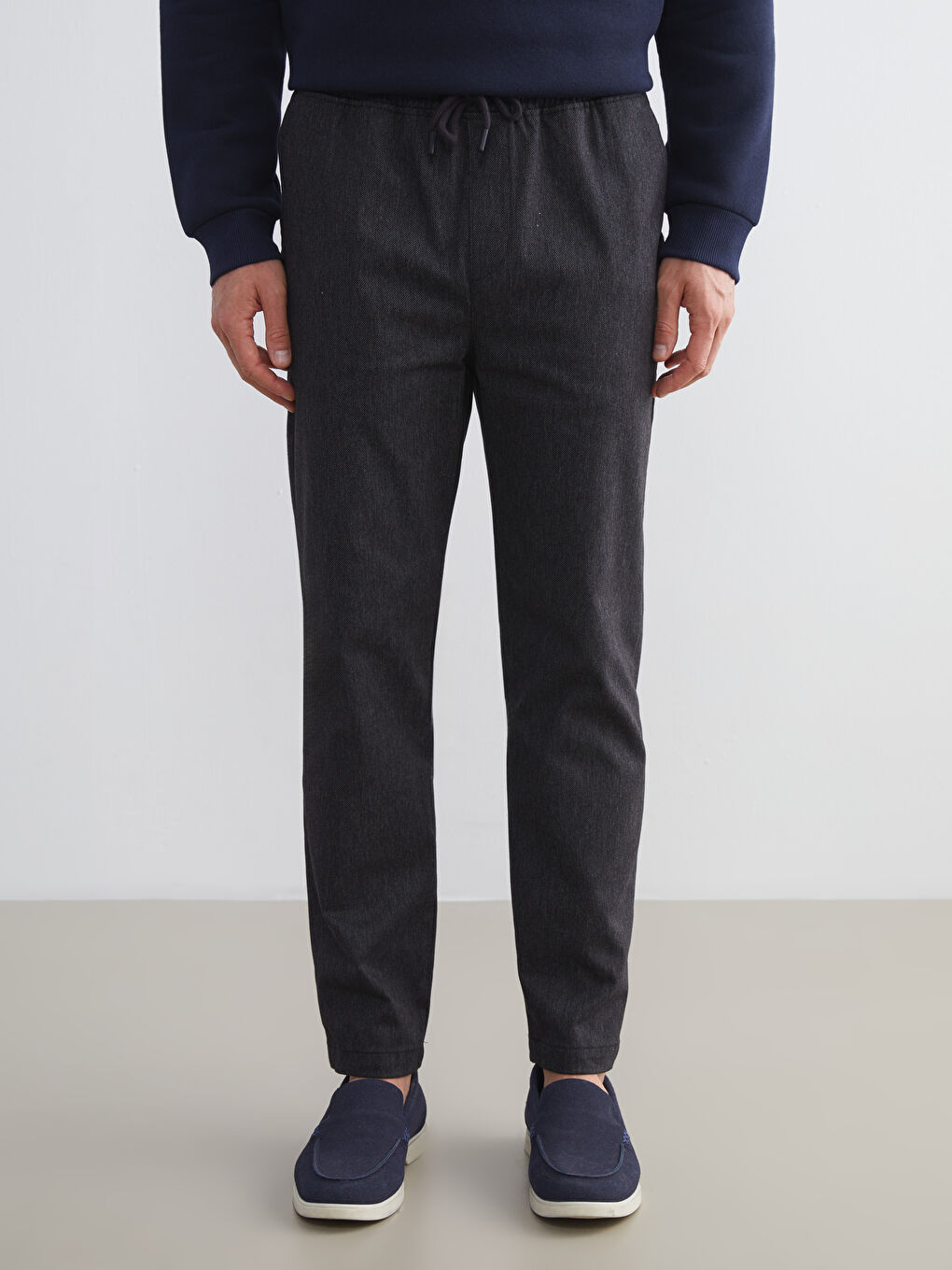 Siyah Standart Kalıp Erkek Chino Pantolon-1