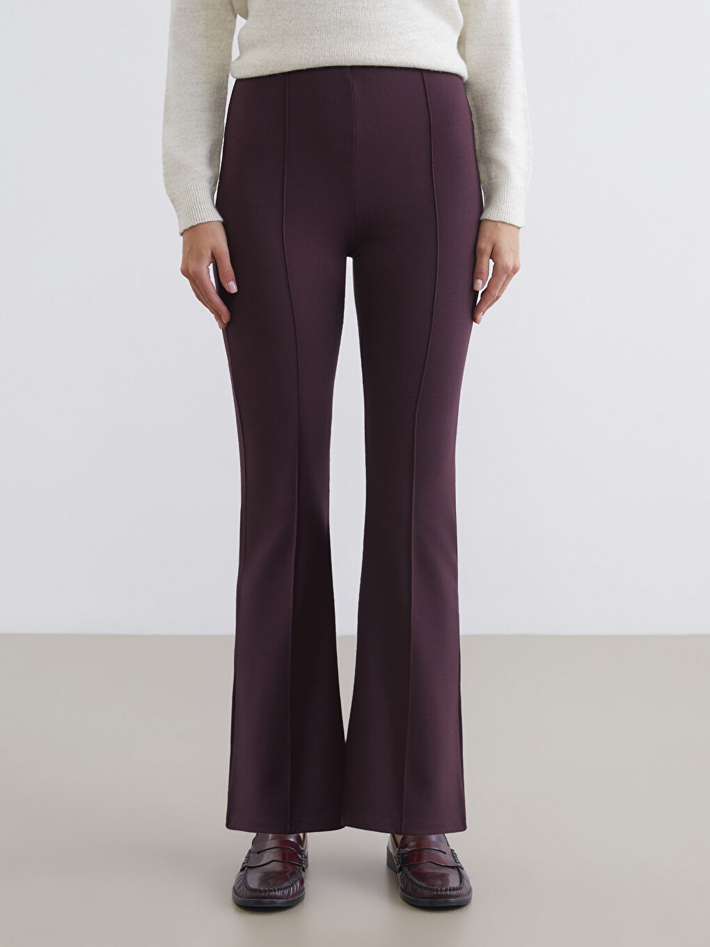 Women's Trousers with Elastic Waist and Flared Leg-1
