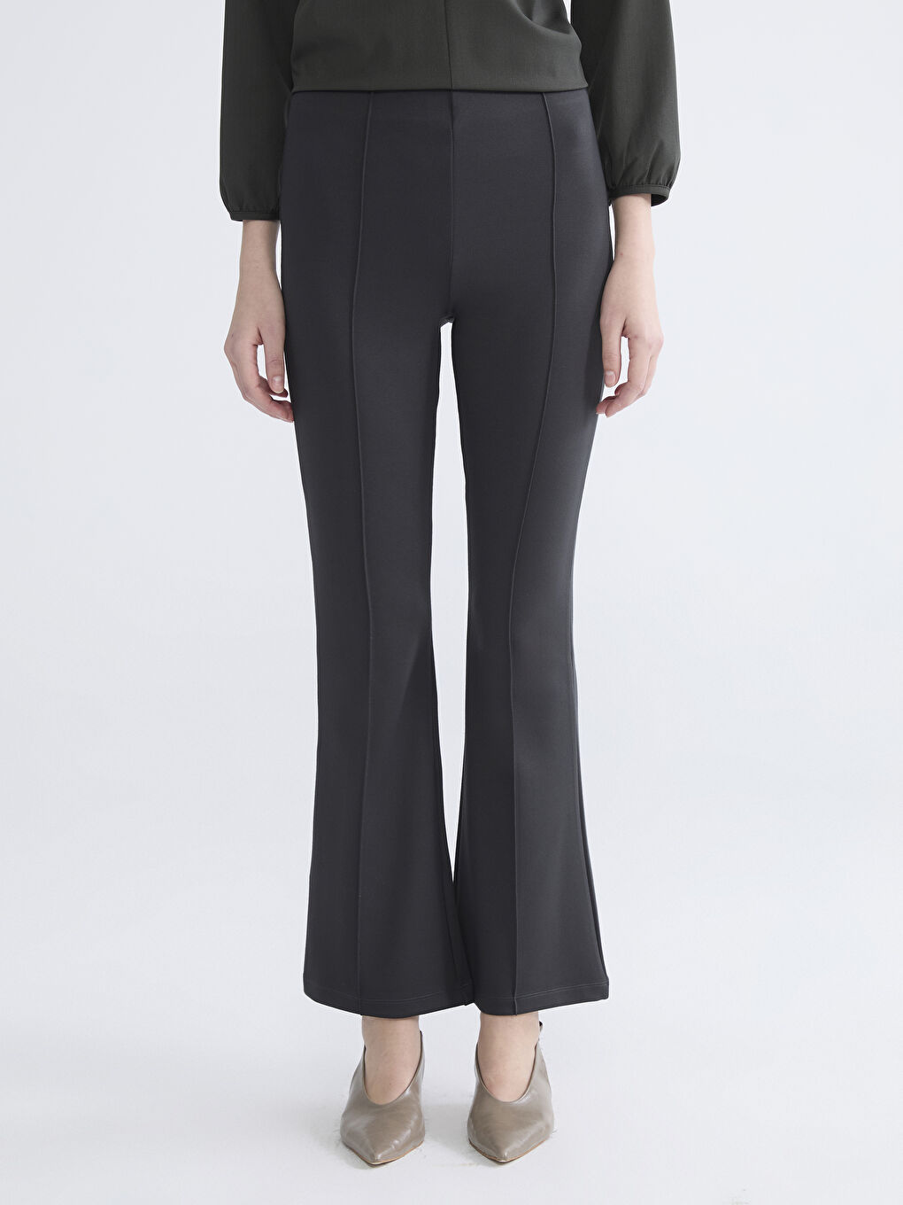 Women's Trousers with Elastic Waist and Flared Leg-1