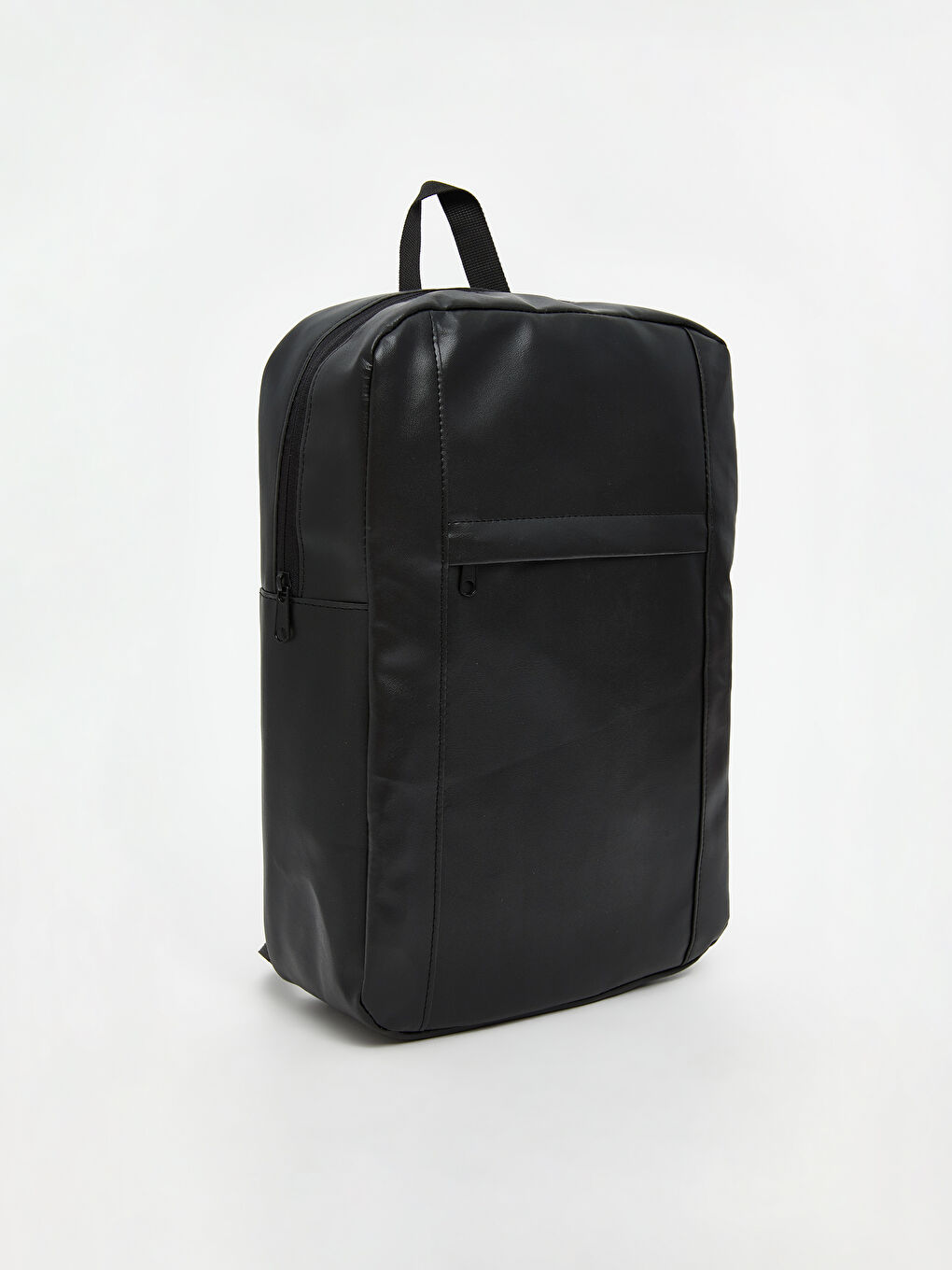 Siyah Deri Görünümlü Erkek Sırt Çantası