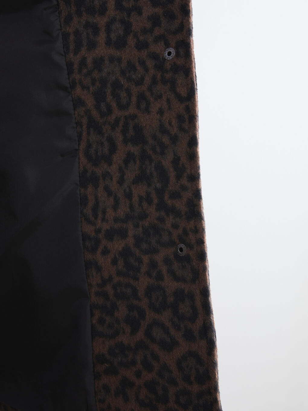 Karışık Ceket Yaka Leopar Desenli Kadın Kürk Kaban-3