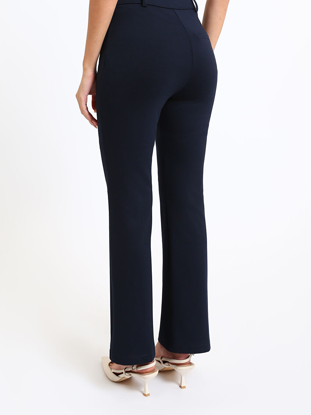 Slim Fit Women's Trousers with Stitching Detail-4