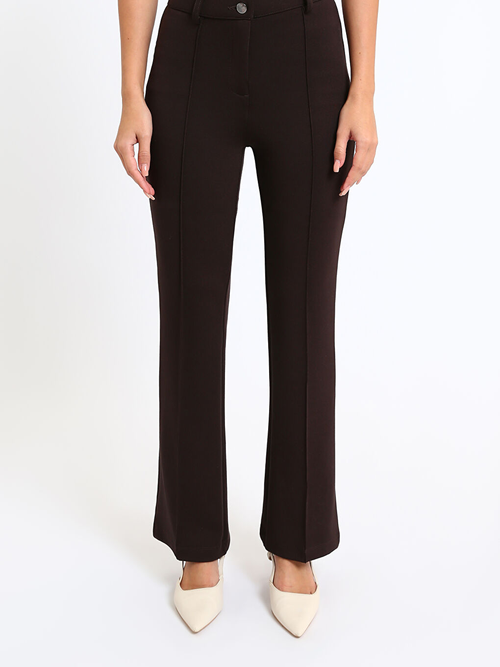Slim Fit Women's Trousers with Stitching Detail-1