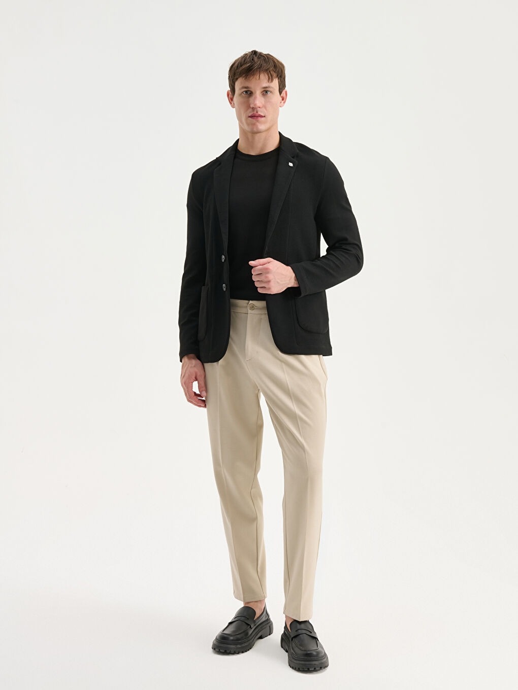 Siyah Dar Kalıp Erkek Blazer Ceket-3