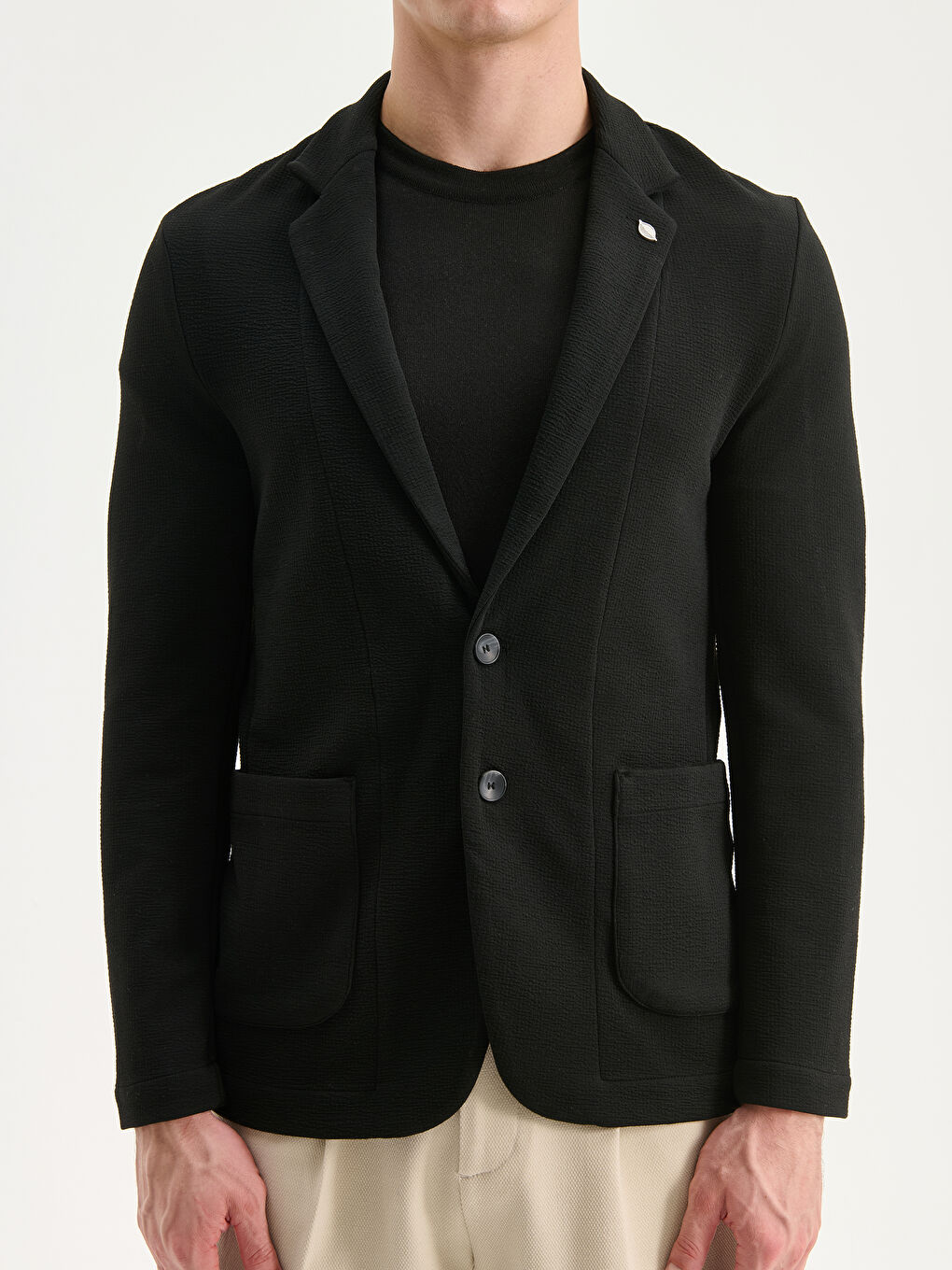 Siyah Dar Kalıp Erkek Blazer Ceket-5