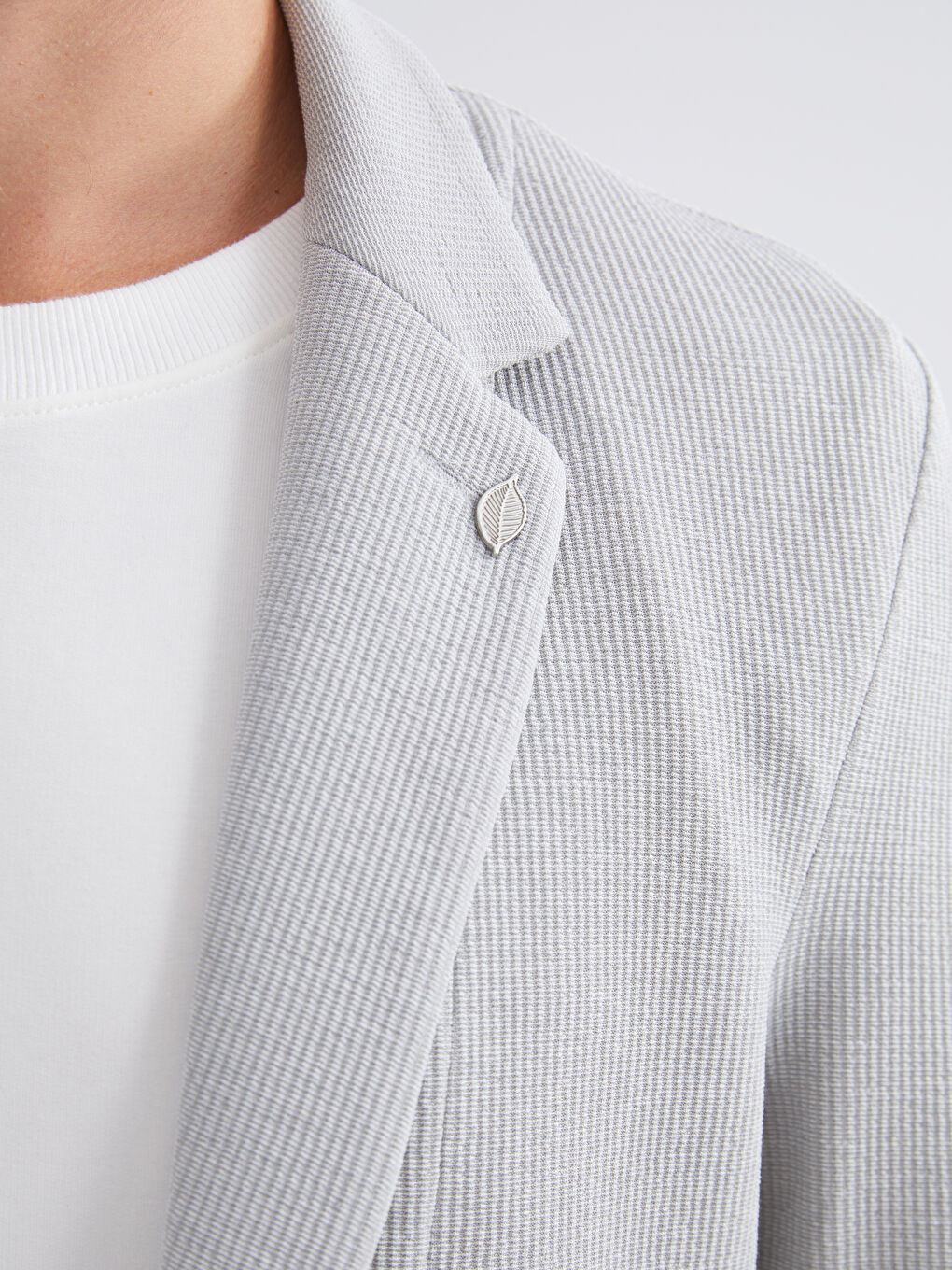 Gri Dar Kalıp Erkek Blazer Ceket-2