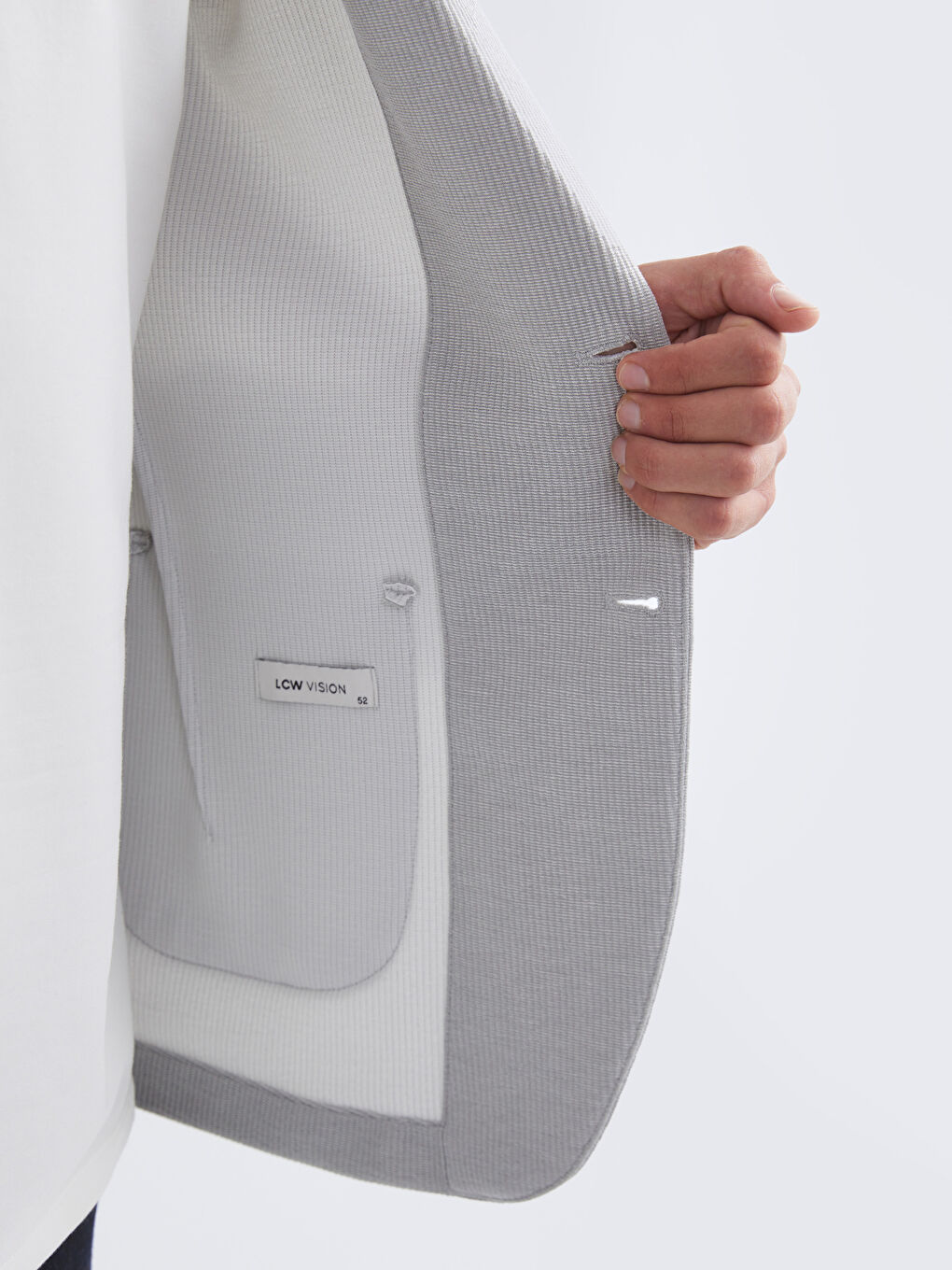 Gri Dar Kalıp Erkek Blazer Ceket-3