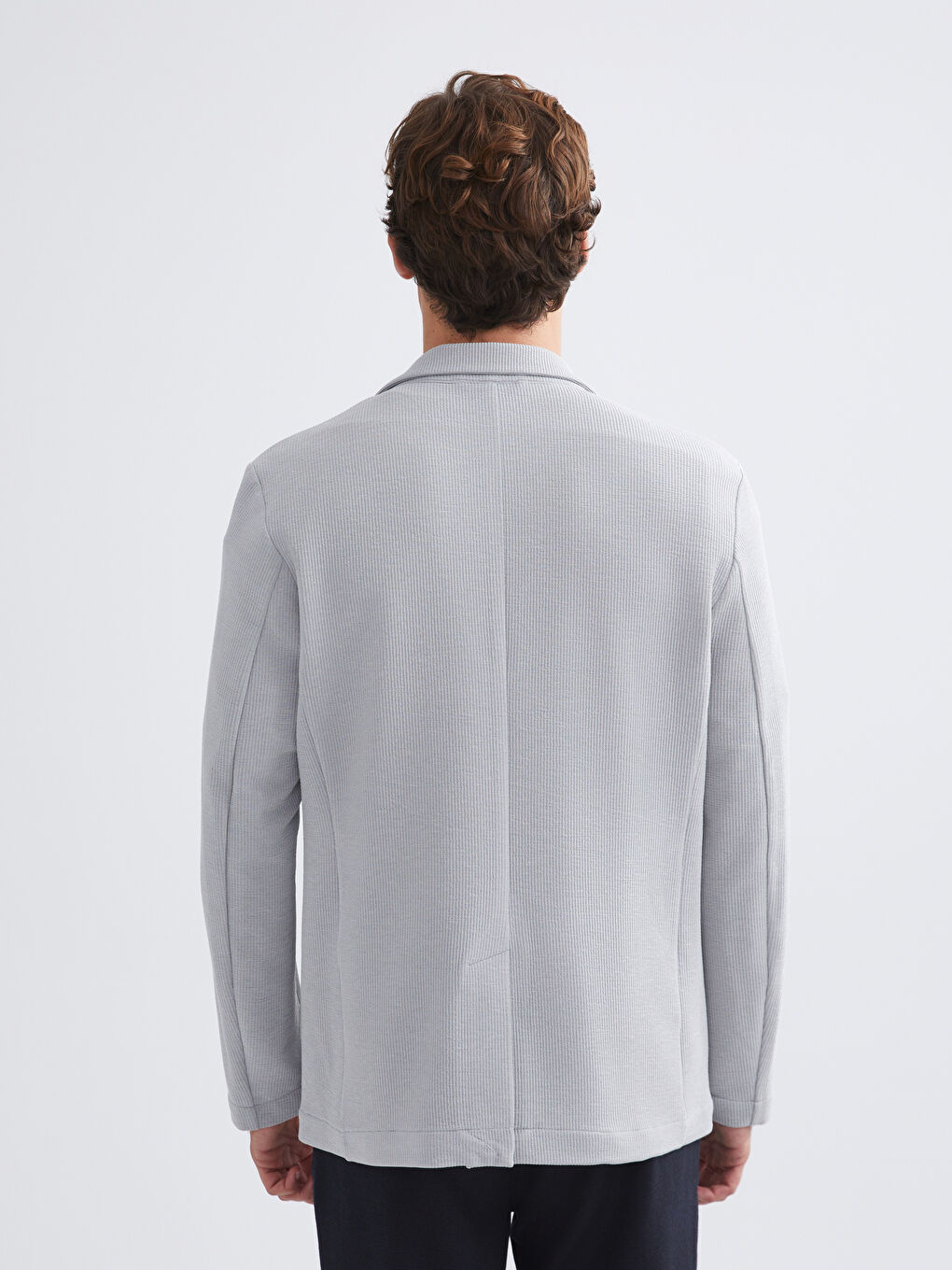 Gri Dar Kalıp Erkek Blazer Ceket-4