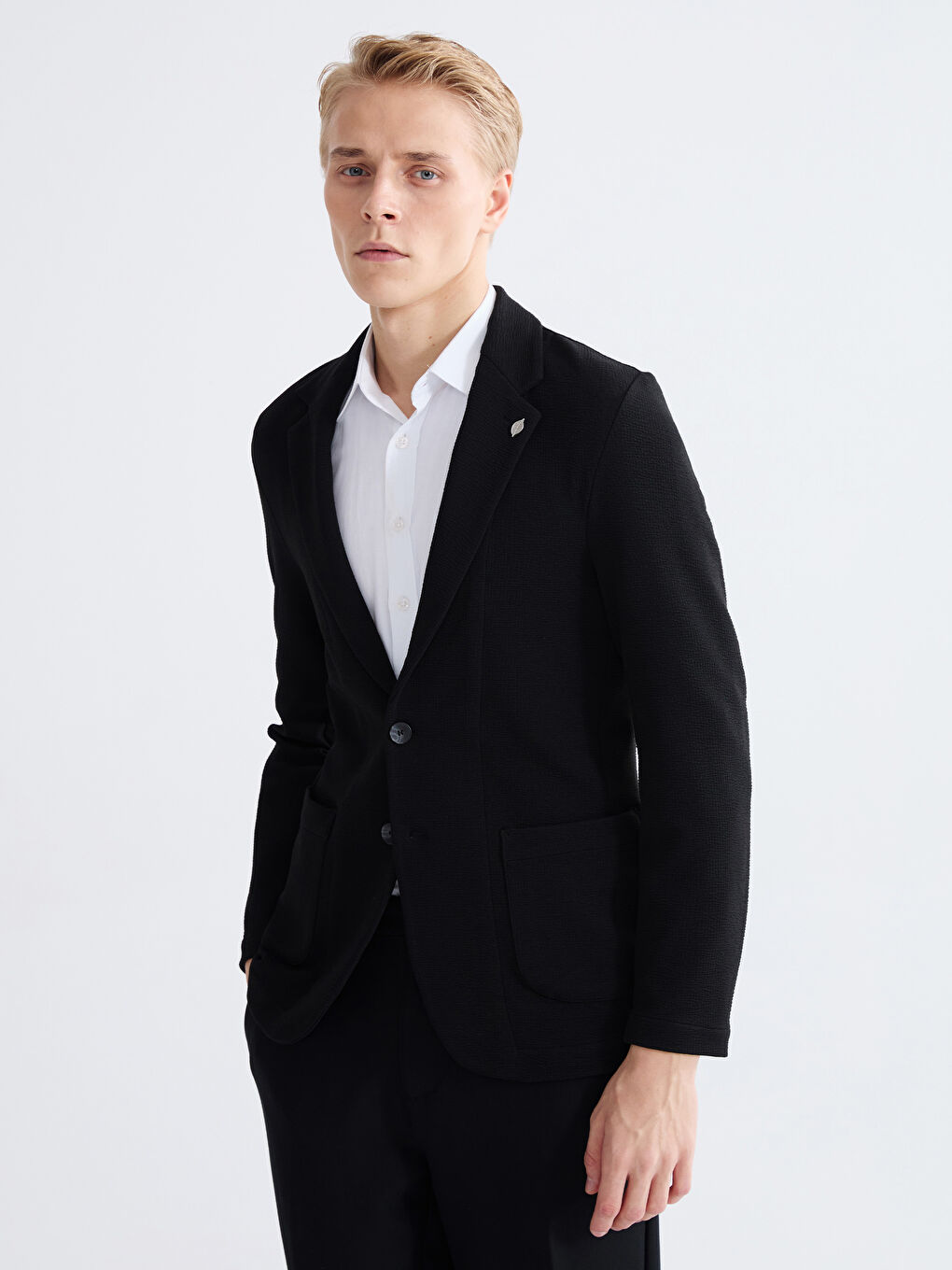 Siyah Dar Kalıp Erkek Blazer Ceket-1