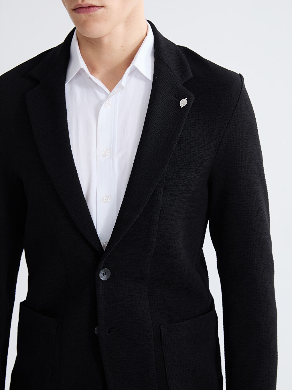 Siyah Dar Kalıp Erkek Blazer Ceket-4