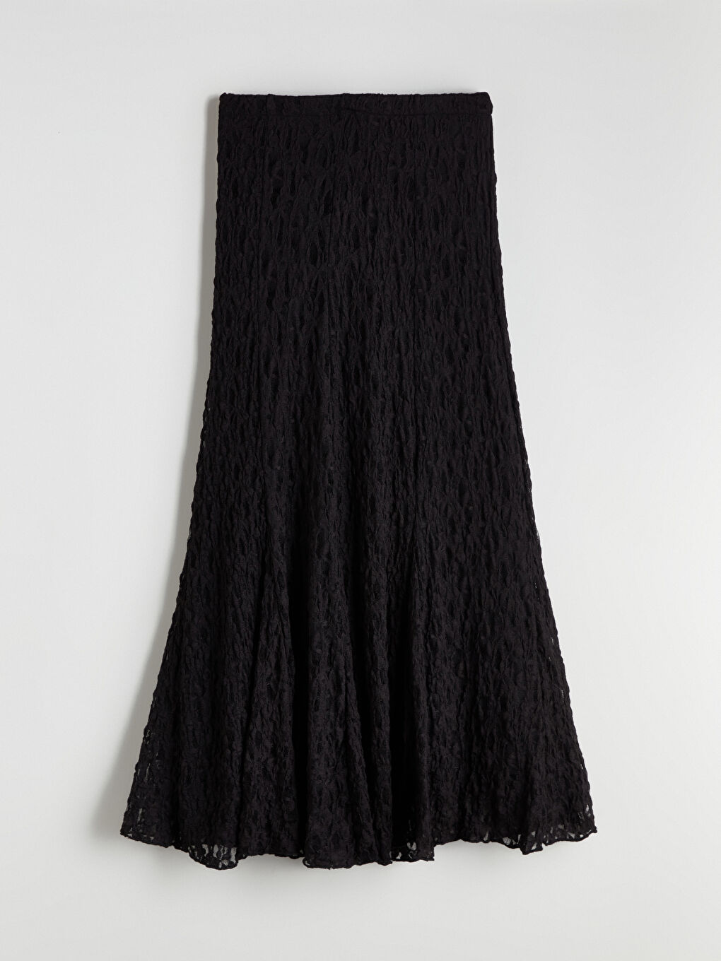 Siyah Beli Lastikli Ajurlu Kroşe Etek-4