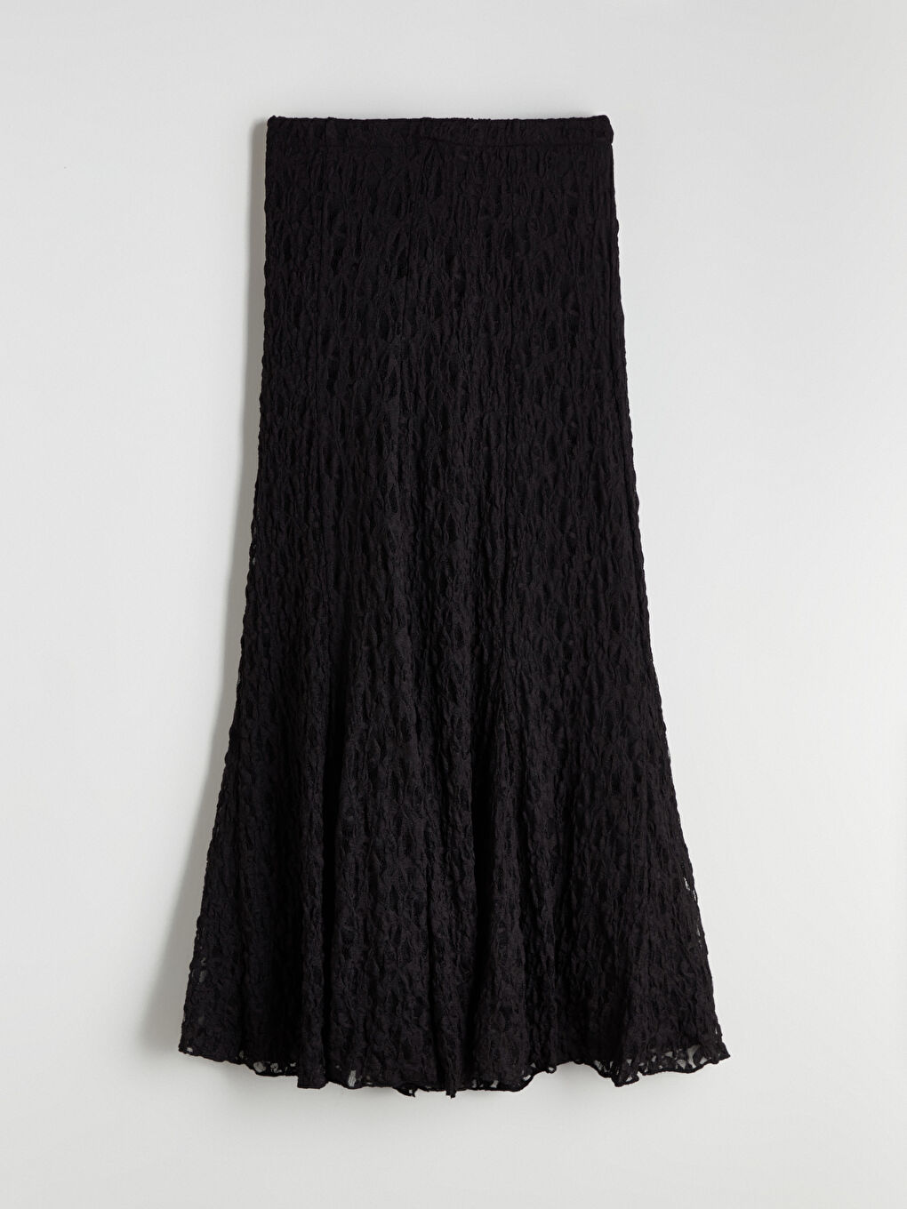 Siyah Beli Lastikli Ajurlu Kroşe Etek-5