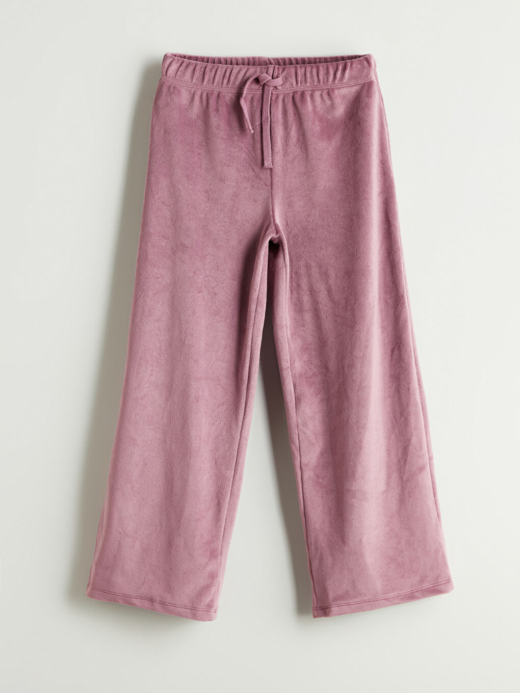 Lila Beli Lastikli Kız Çocuk Kadife Eşofman Altı