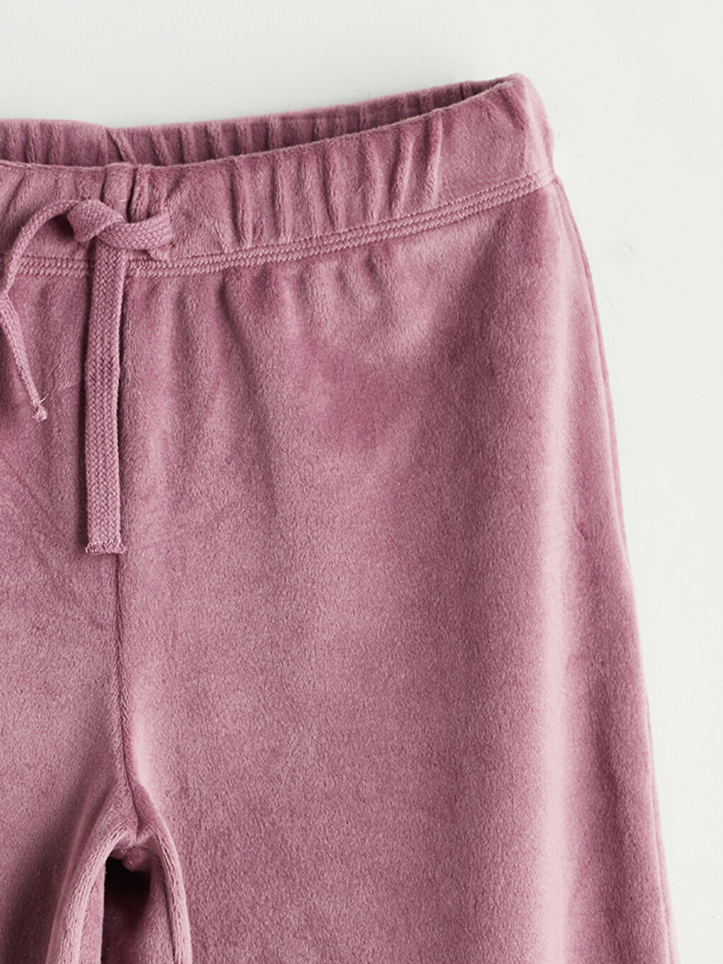 Lila Beli Lastikli Kız Çocuk Kadife Eşofman Altı-1