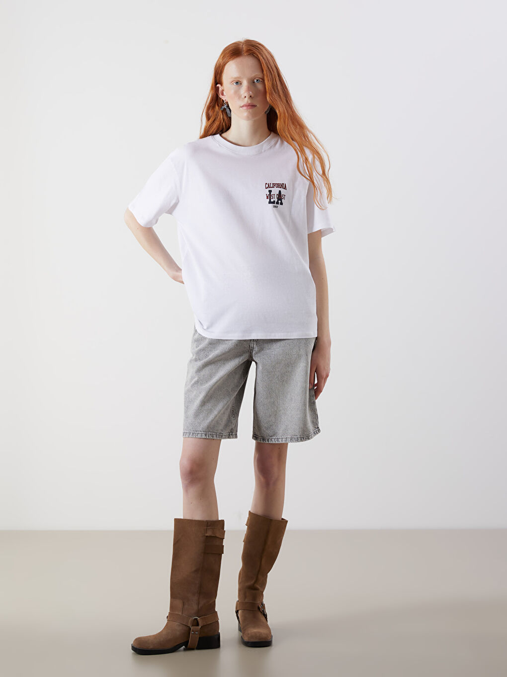 Crew Neck California Printed Women's T-Shirt-1