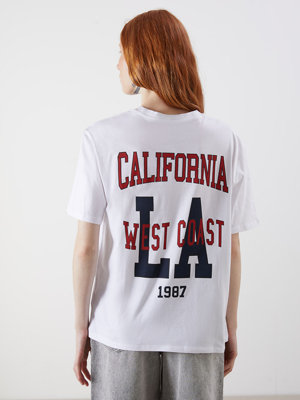 Crew Neck California Printed Women's T-Shirt-3