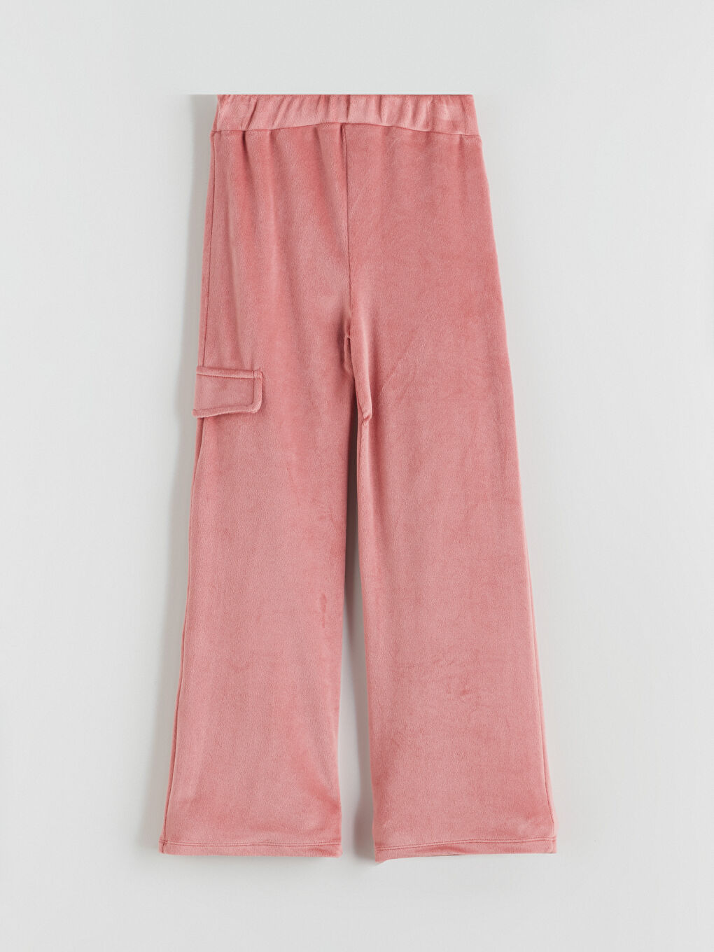 Pembe Beli Lastikli Kadife Kız Çocuk Eşofman Altı