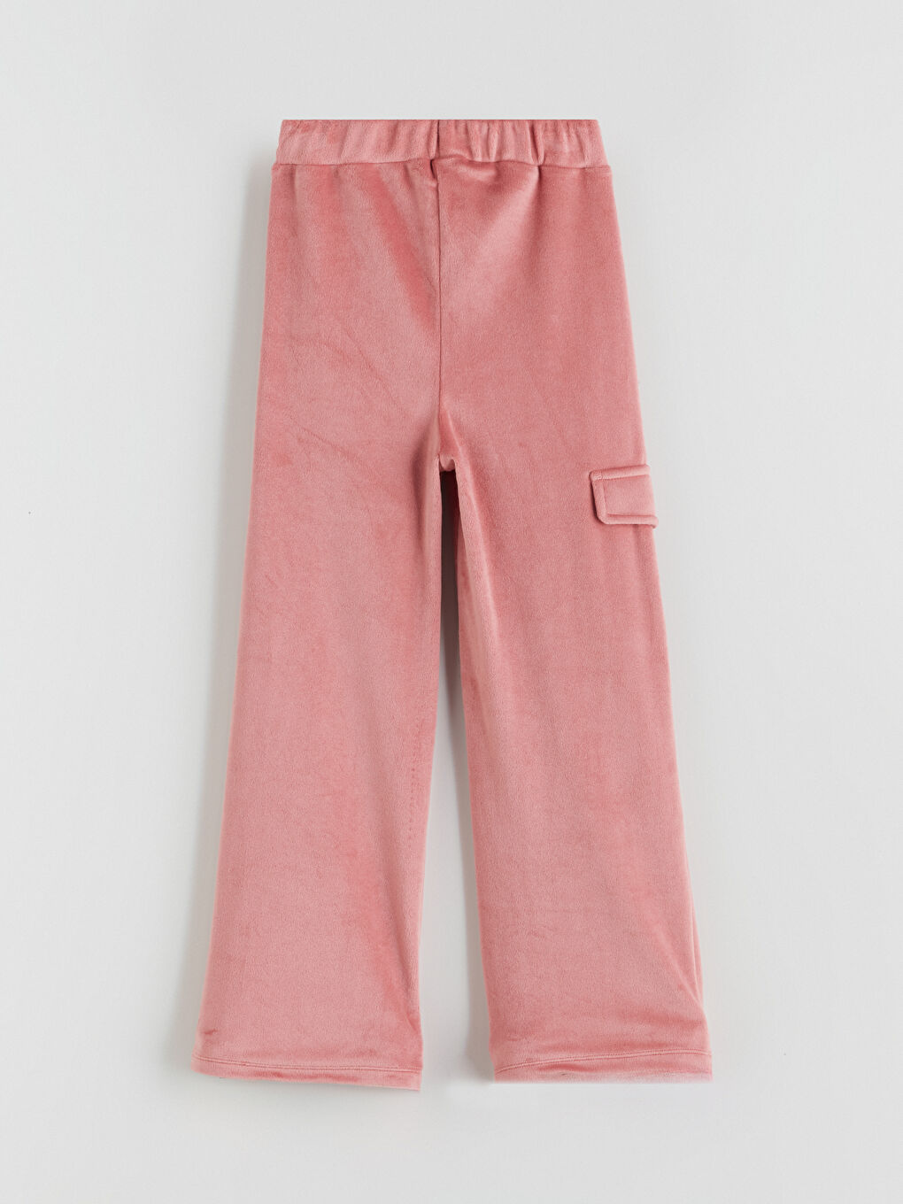 Pembe Beli Lastikli Kadife Kız Çocuk Eşofman Altı-2