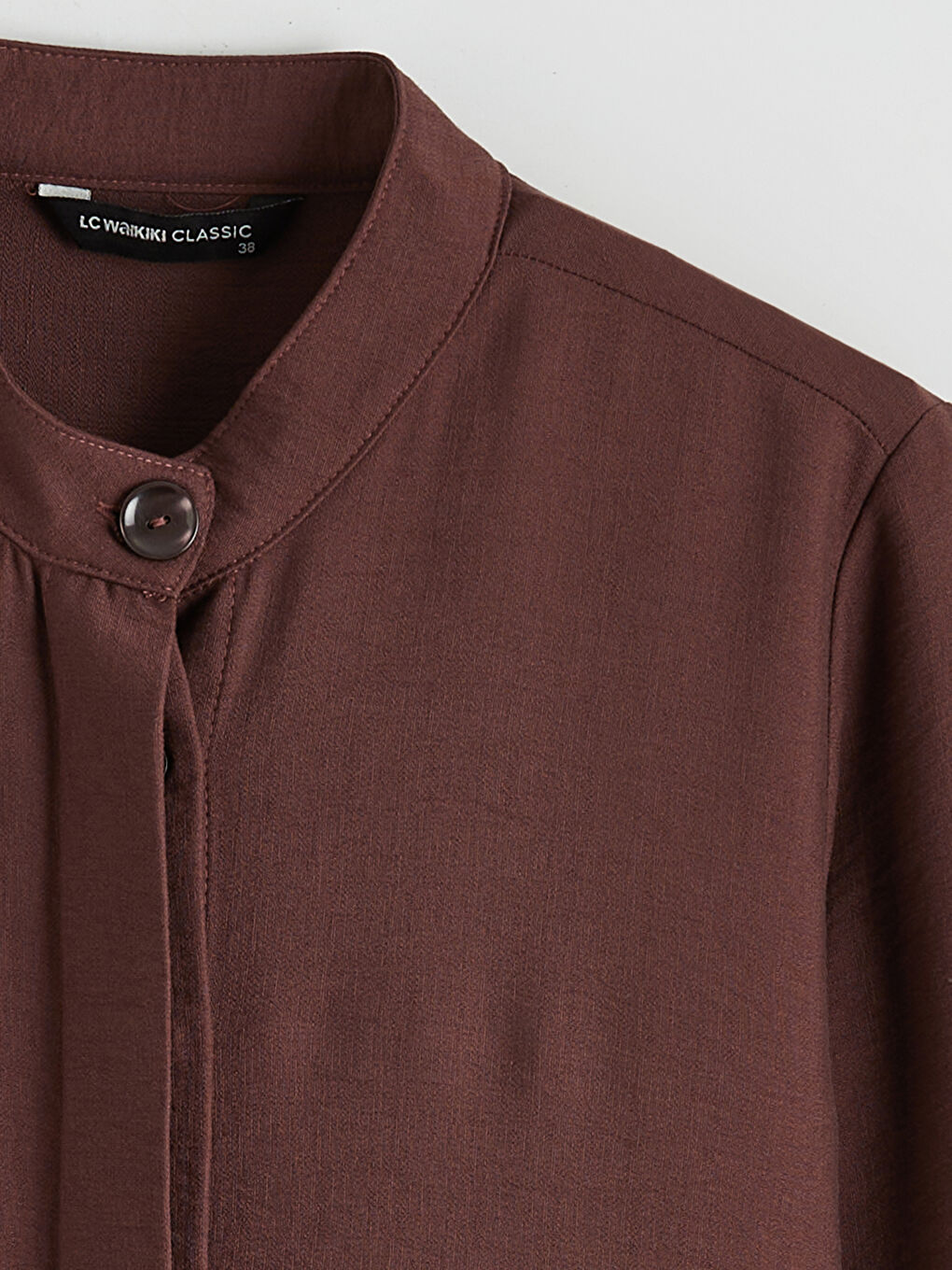 Kahverengi Hakim Yaka Kadın Gömlek Tunik-5