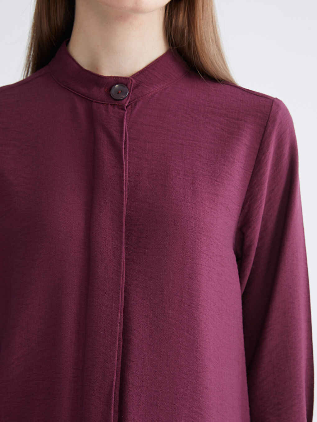 Mürdüm Hakim Yaka Kadın Gömlek Tunik-2