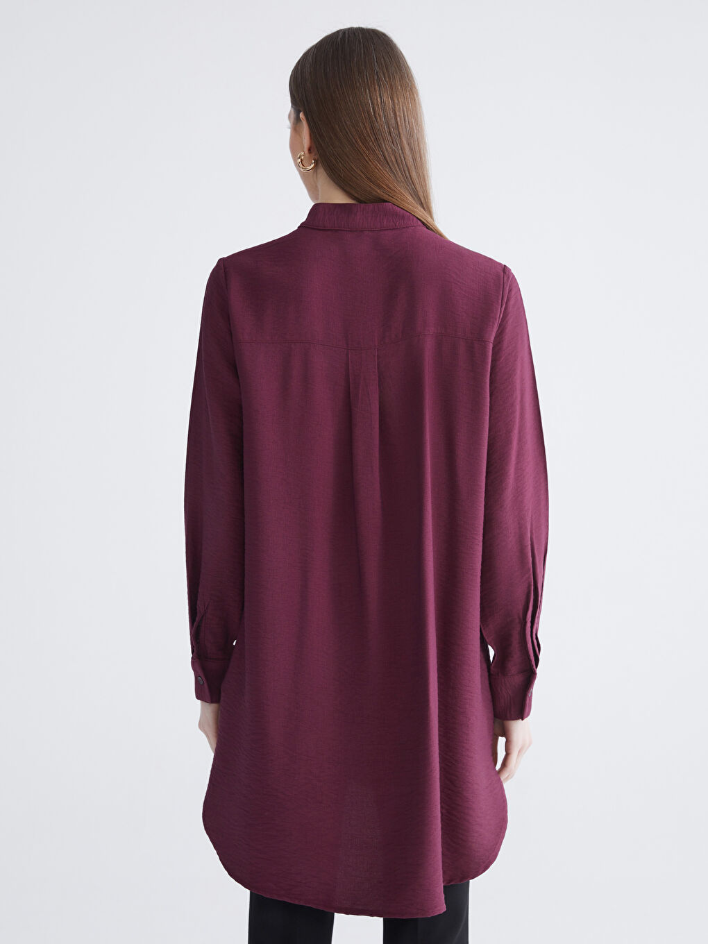 Mürdüm Hakim Yaka Kadın Gömlek Tunik-3