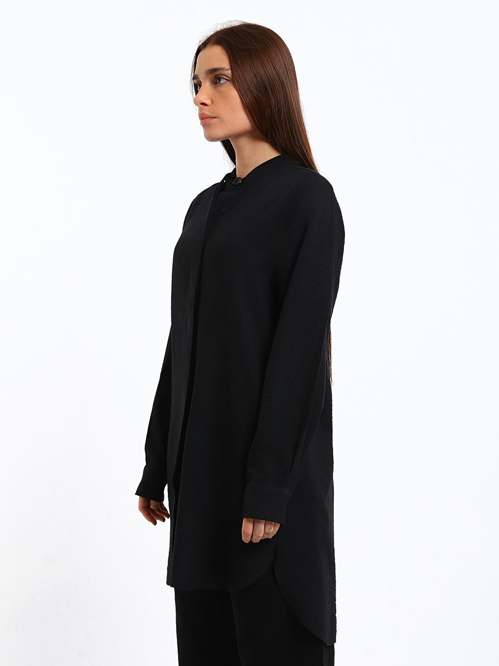 Grandad Collar Women's Shirt Tunic-3