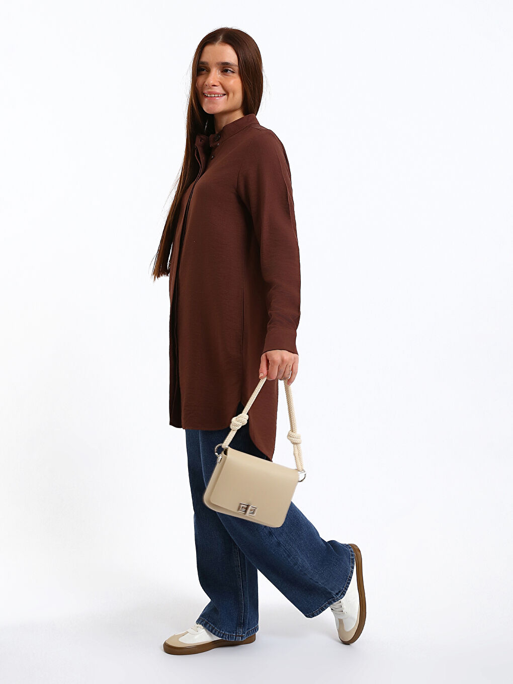 Grandad Collar Women's Shirt Tunic-1