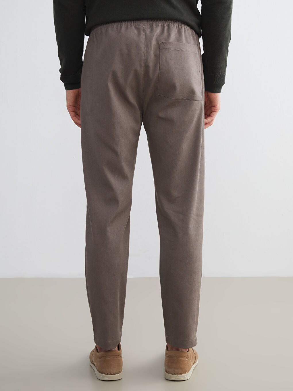 Kahverengi Standart Kalıp Gabardin Erkek Pantolon-3