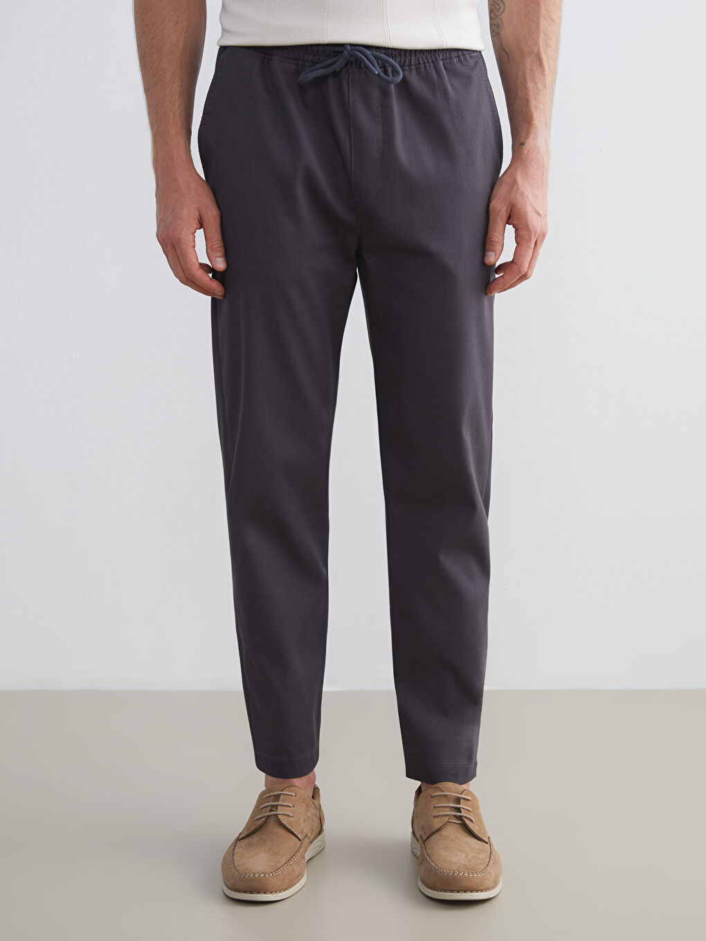 Antrasit Standart Kalıp Gabardin Erkek Pantolon-1