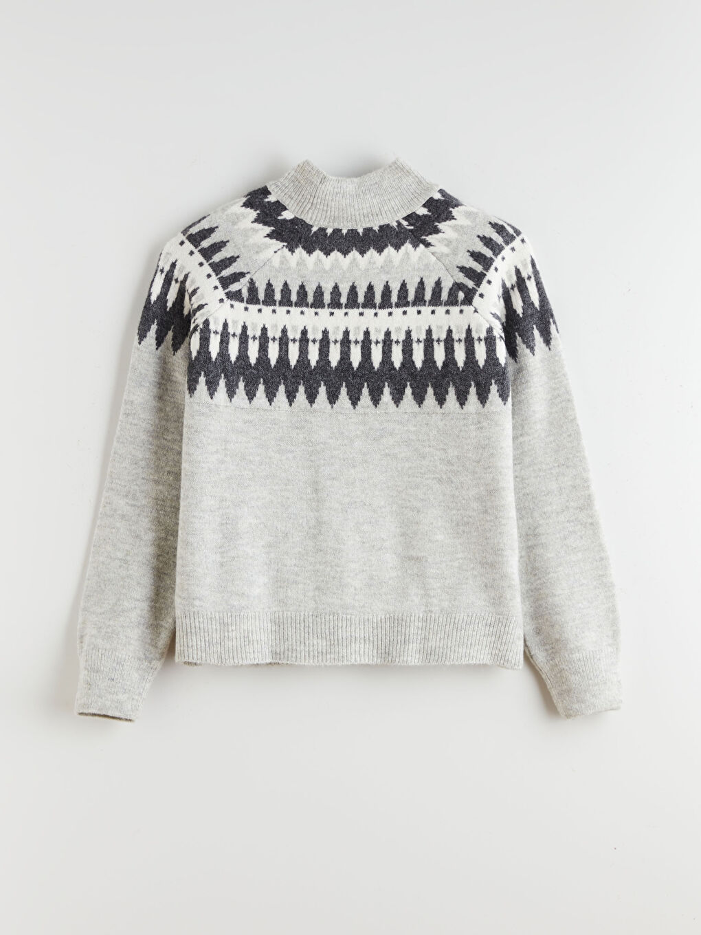 Mock Turtleneck Patterned Women's Knitwear Sweater-1