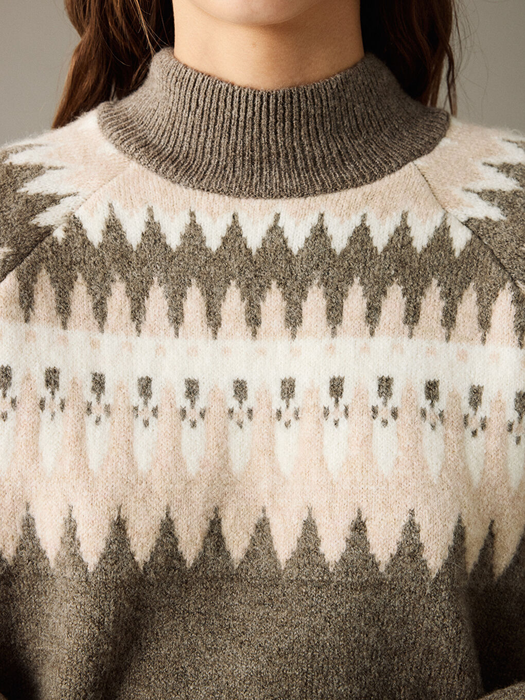 Mock Turtleneck Patterned Women's Knitwear Sweater-4