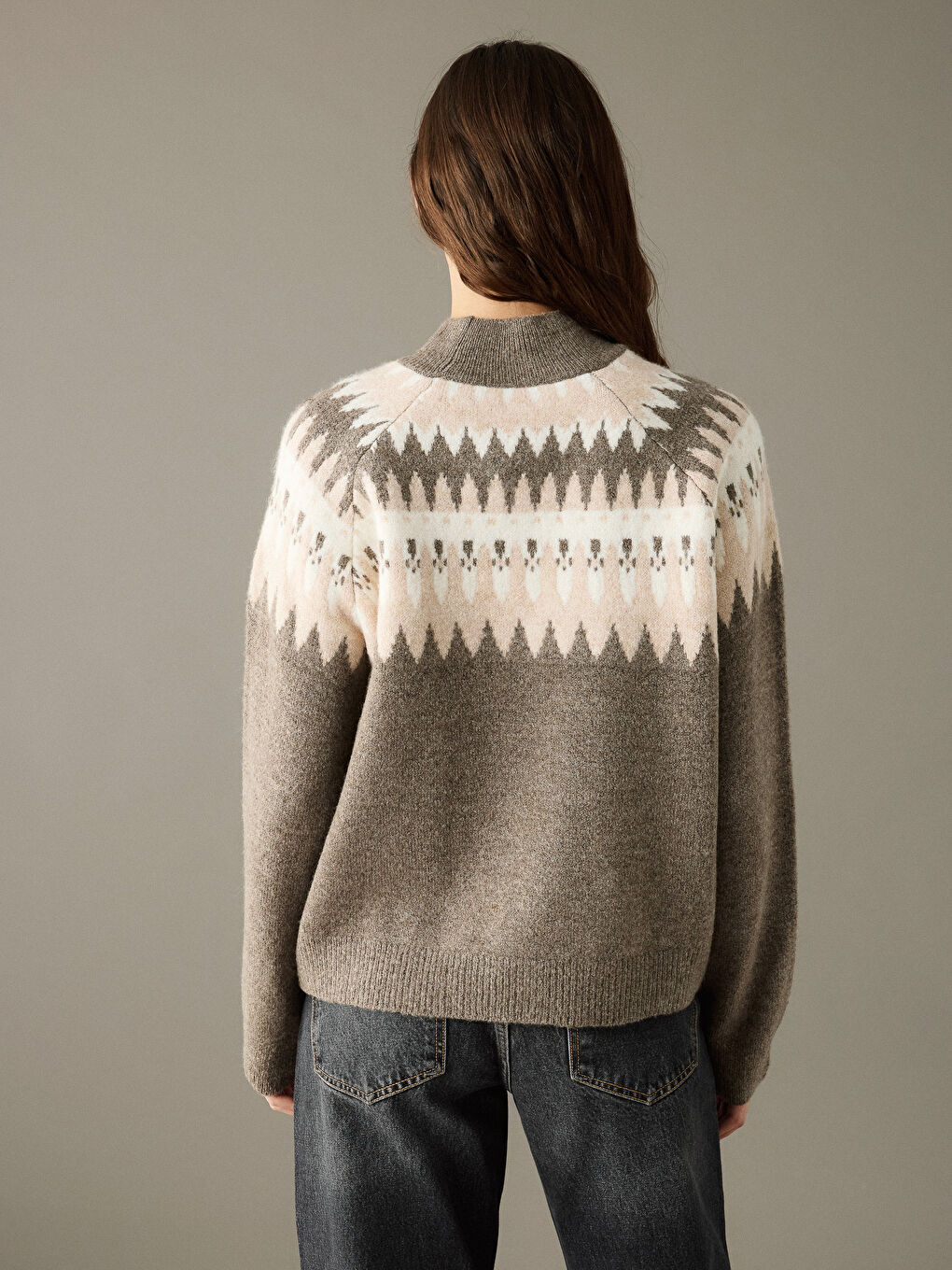 Mock Turtleneck Patterned Women's Knitwear Sweater-6