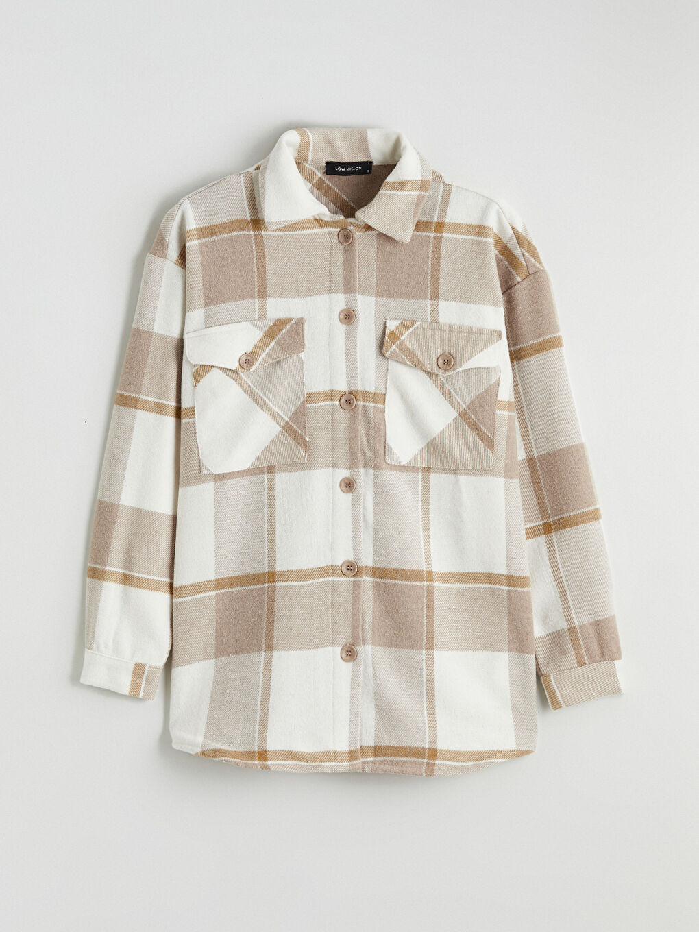 Plaid Oversize Women's Flannel Shirt Jacket-5