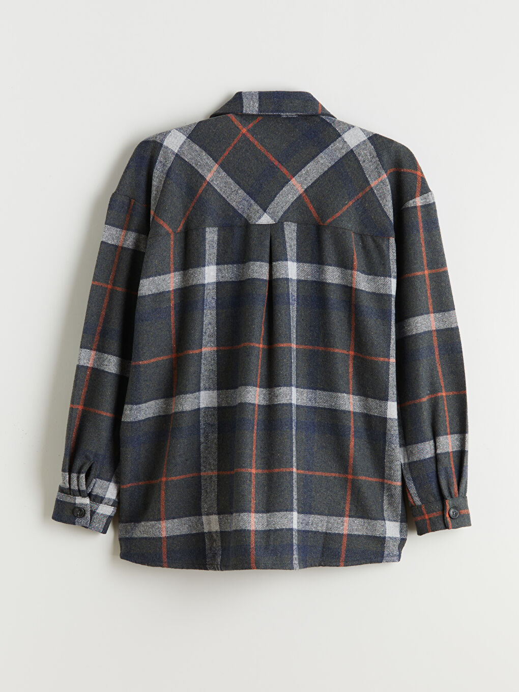 جاكيت قميص فلانيل كاروهات أوفراسايز للسيدات-1