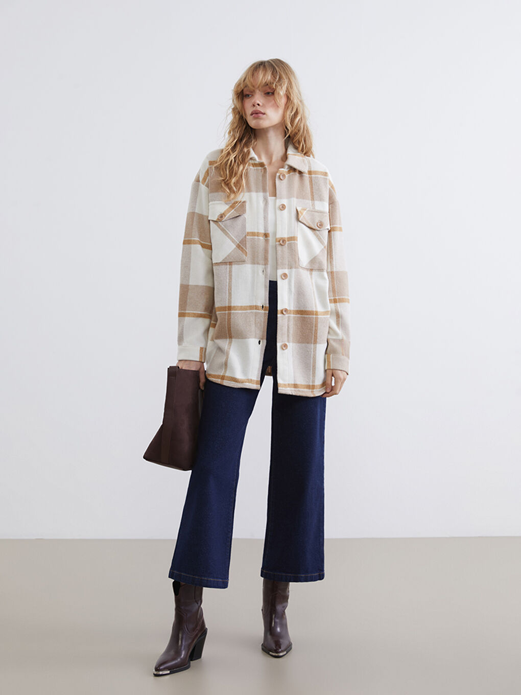 Plaid Oversize Women's Flannel Shirt Jacket-1