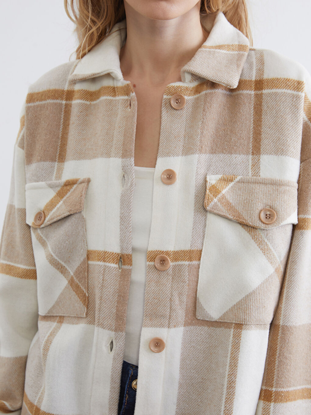 Plaid Oversize Women's Flannel Shirt Jacket-2