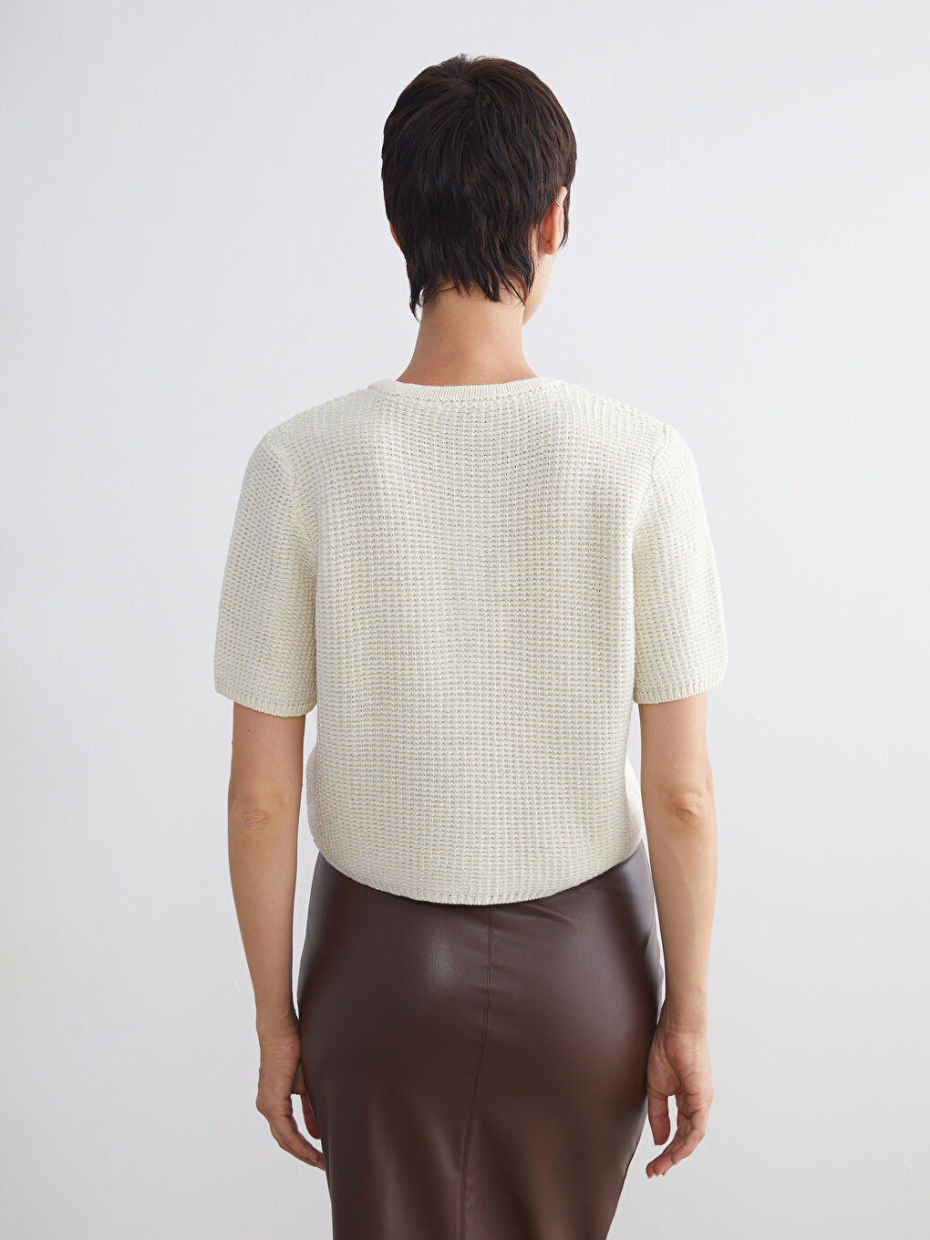 Crew Neck Hole-Knitted Women's Knitwear Cardigan-3