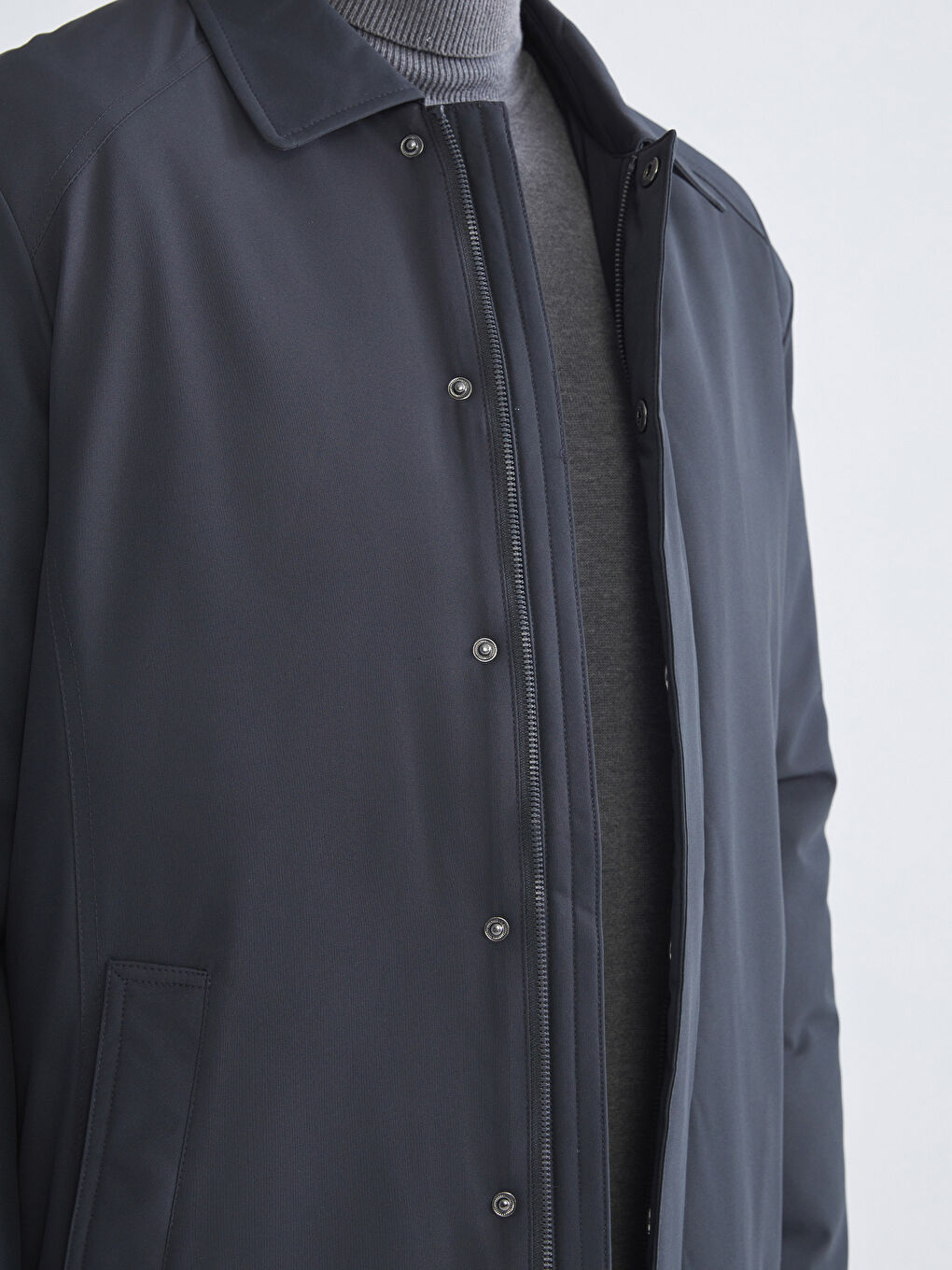 Antrasit Standart Kalıp Gömlek Yaka Erkek Mont-2