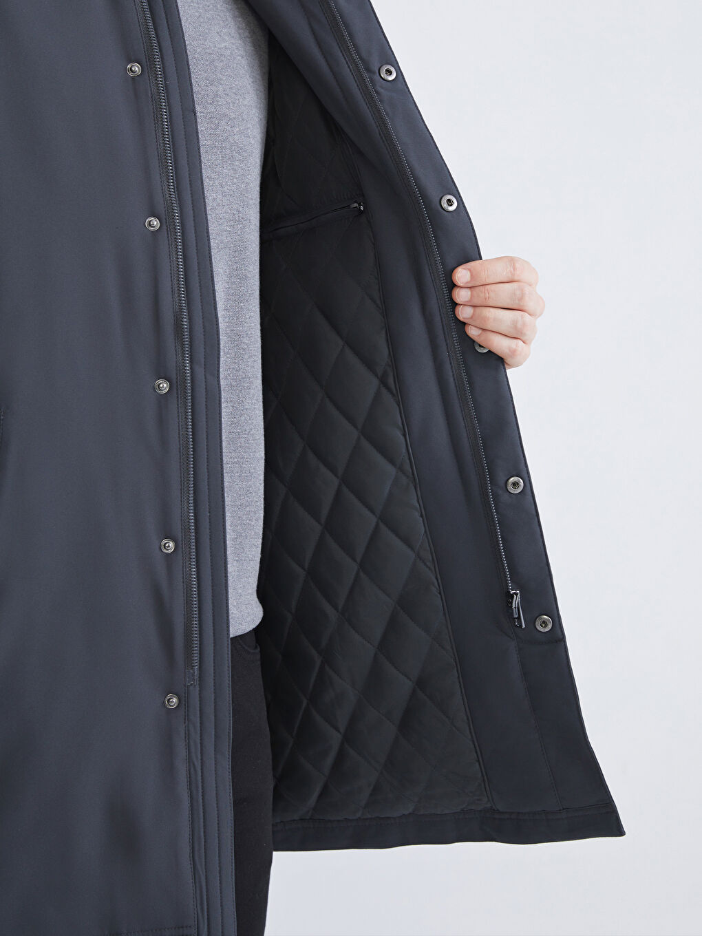 Antrasit Standart Kalıp Gömlek Yaka Erkek Mont-3