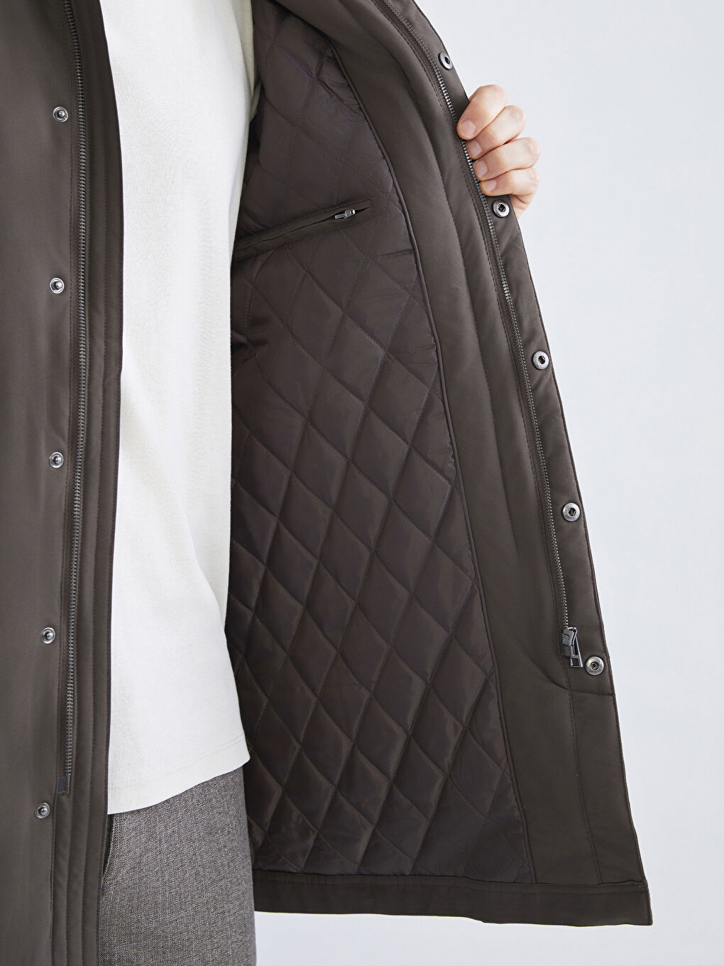 Haki Standart Kalıp Gömlek Yaka Erkek Mont-3