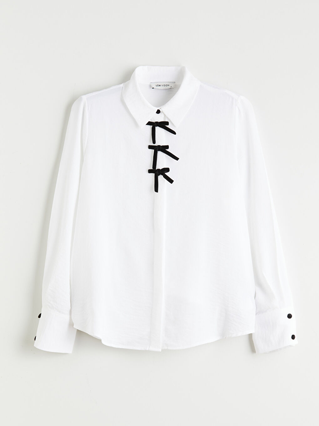 Loose Fit Women's Shirt with Bow-4