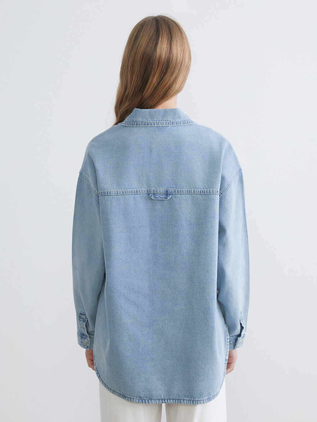 Collared Neck Women's Denim Jacket-4