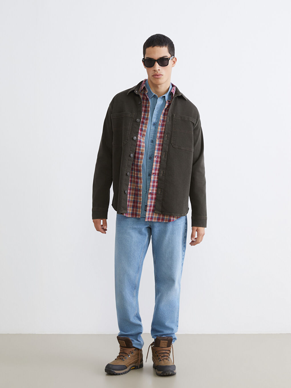 Haki Rahat Kalıp Erkek Jean Ceket-3