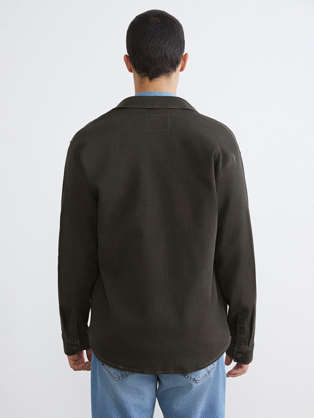 Haki Rahat Kalıp Erkek Jean Ceket-8