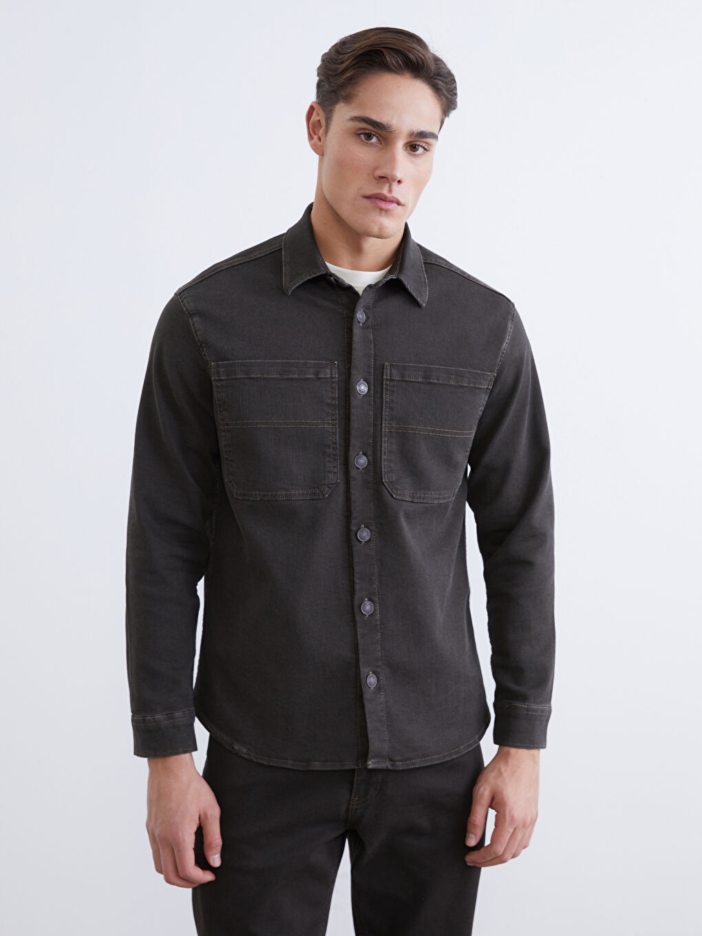 Haki Rahat Kalıp Erkek Jean Ceket-1