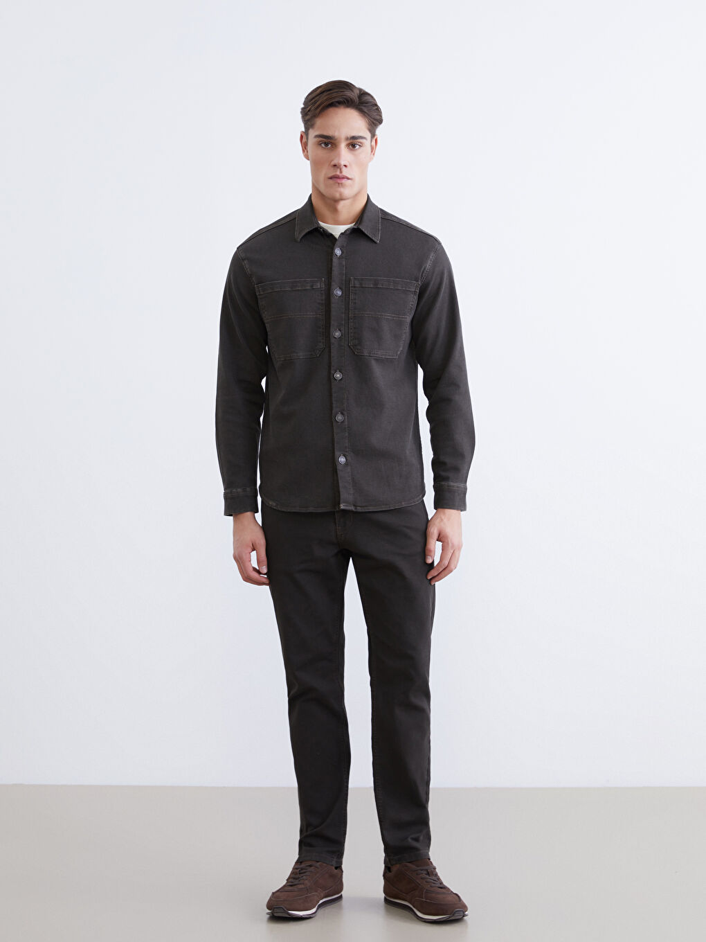 Haki Rahat Kalıp Erkek Jean Ceket-2