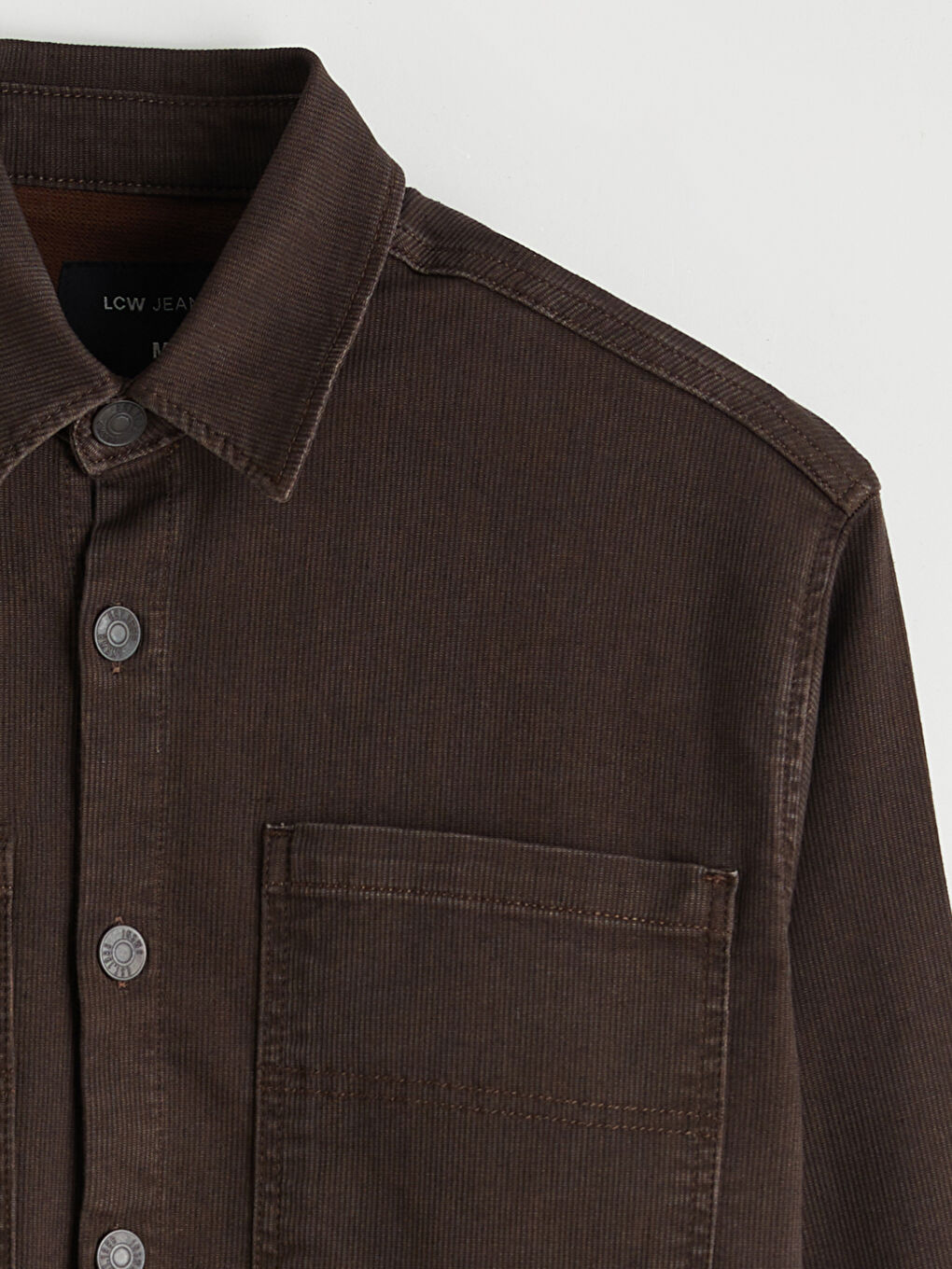 Kahverengi Standart Kalıp Gömlek Yaka Erkek Jean Ceket-10