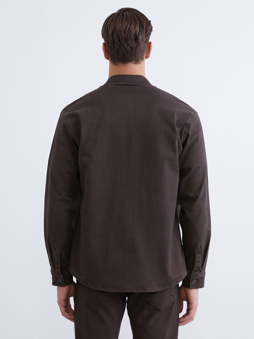 Kahverengi Standart Kalıp Gömlek Yaka Erkek Jean Ceket-6