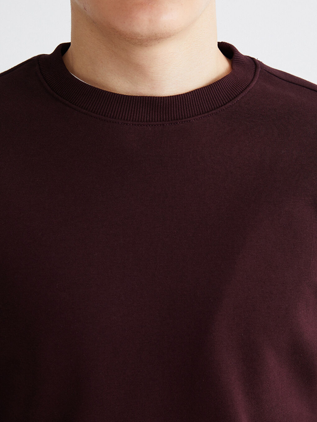 Bordo Bisiklet Yaka Erkek Sweatshirt-2